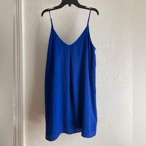 Blue light, short evening dress.